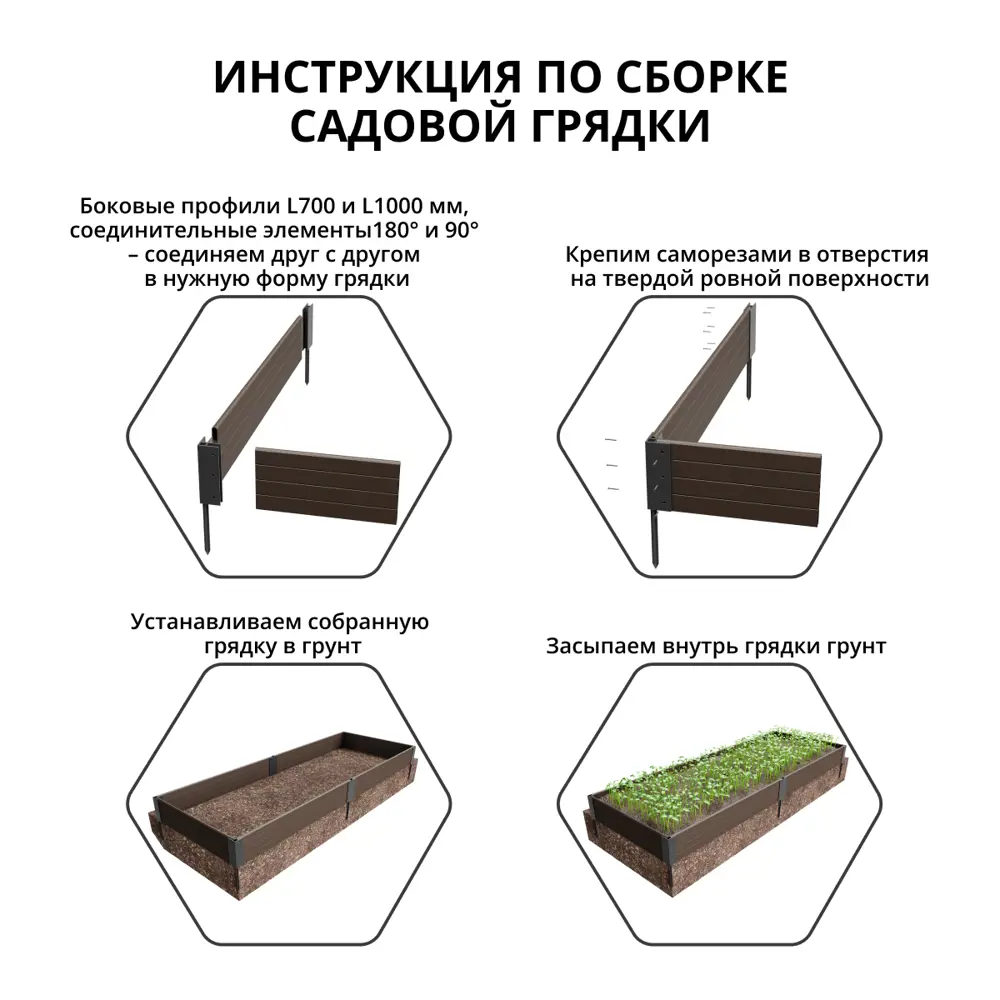 Грядка садовая Gidrolica 207x74x16 см цвет коричневый 89448381 STLM-2014838 Santreyd  - Вид №4