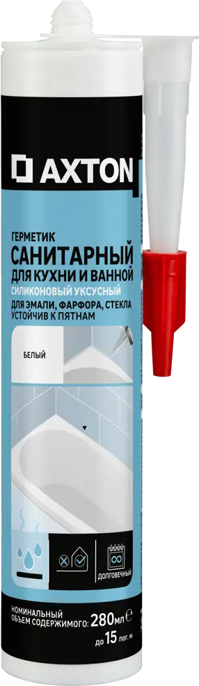Силиконовый герметик Axton для ванной и кухни - надежная защита от влаги 85272194