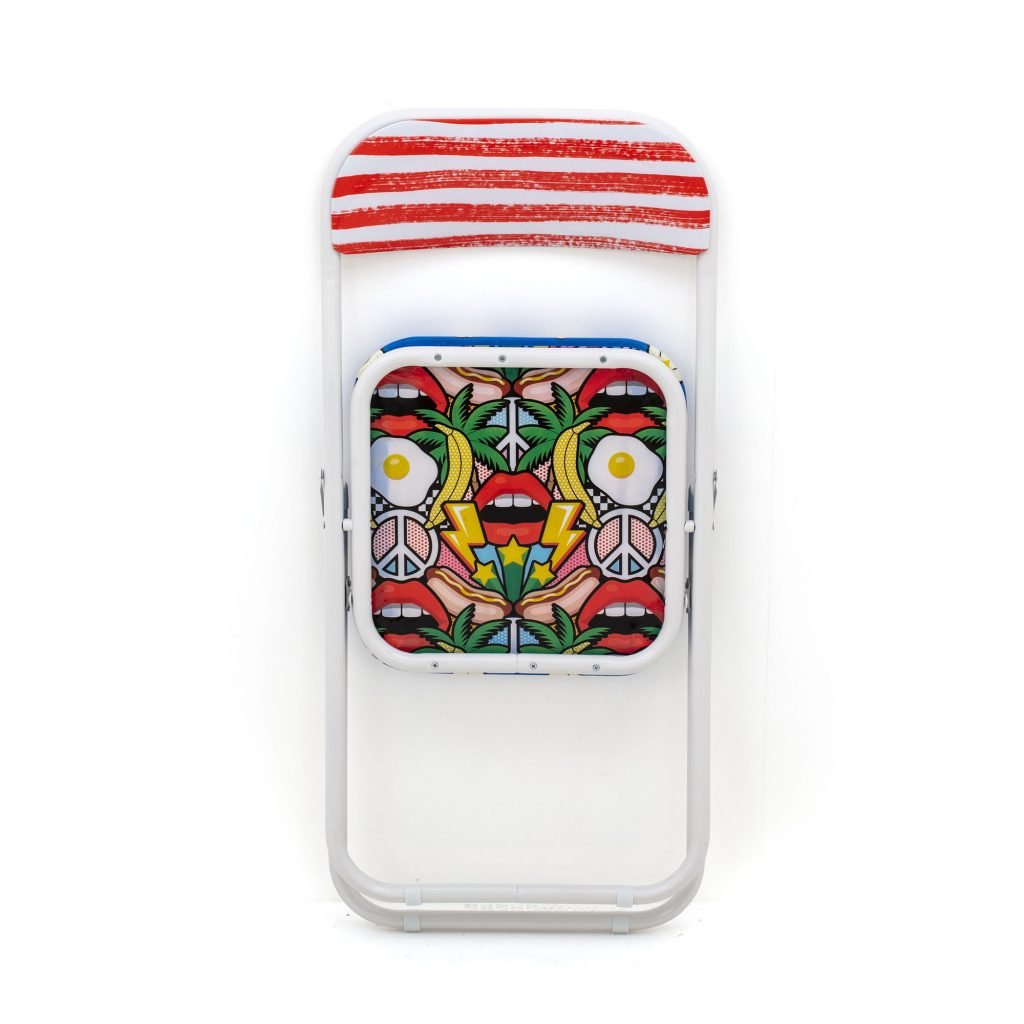 Стул складной металлический 44х44 см голубой Pop Corn SELETTI  00-3883213 Белый;красный;синий  - Вид №5