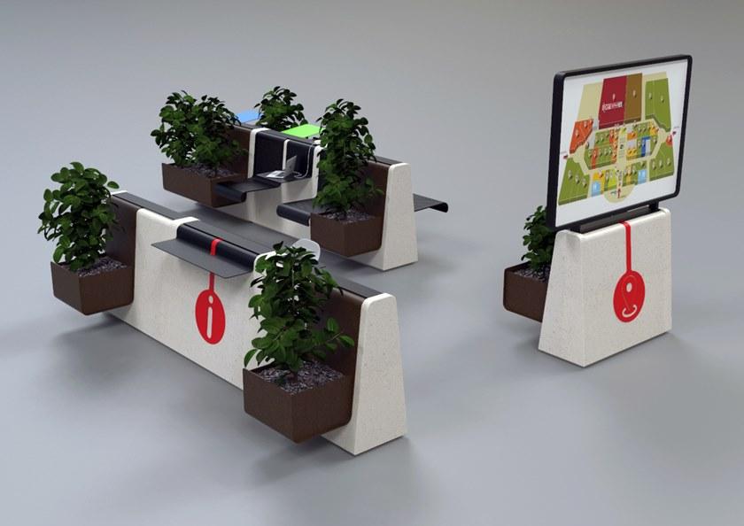 Manufatti Viscio Реконструированная каменная скамья с USB-разъемом Cling sun-id-1355187 - Вид №1