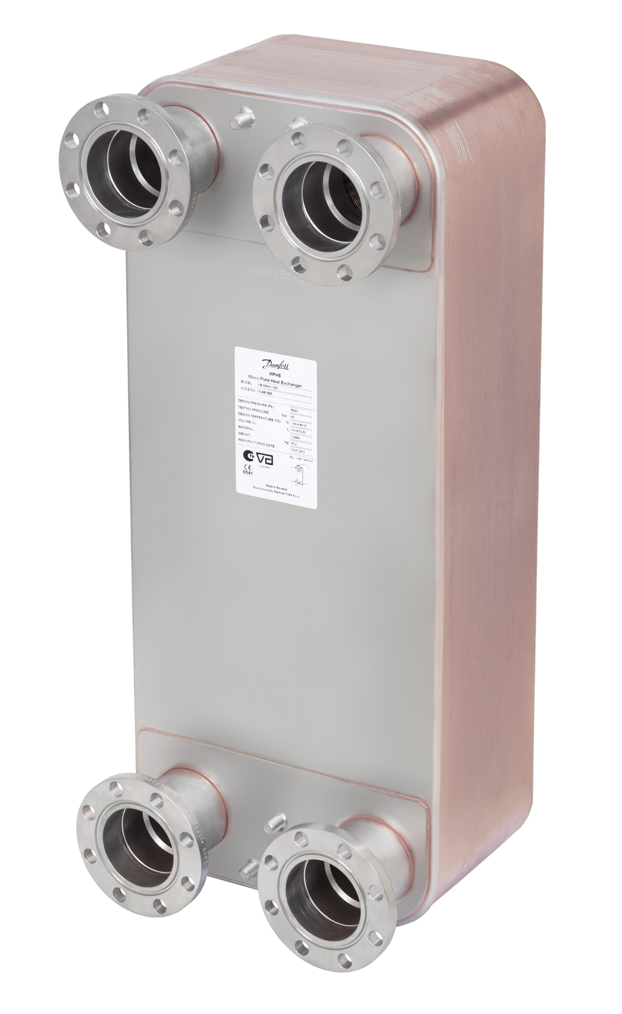 Danfoss Паяный пластинчатый теплообменник серии XB66 XB66L-1-40 PN16 DN65 паяный ТО 004B1961  - Вид №5