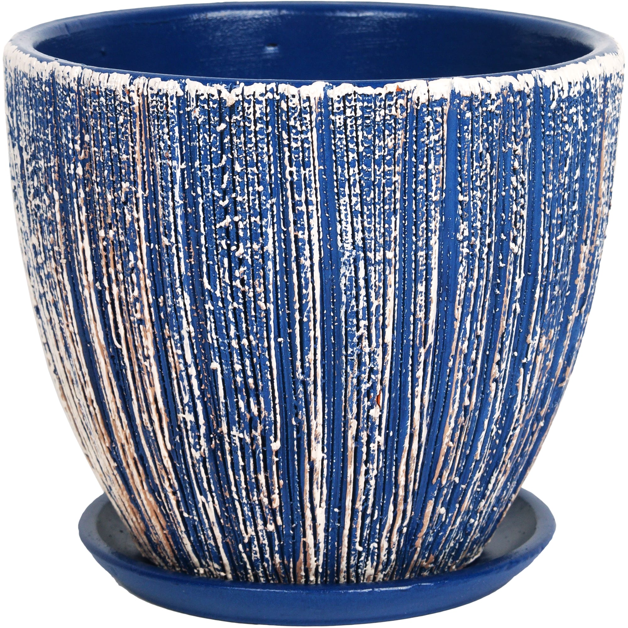 82116388 Горшок цветочный ø12 h11 см v0.8 л керамика синий/бежевый Меланж Santreyd 