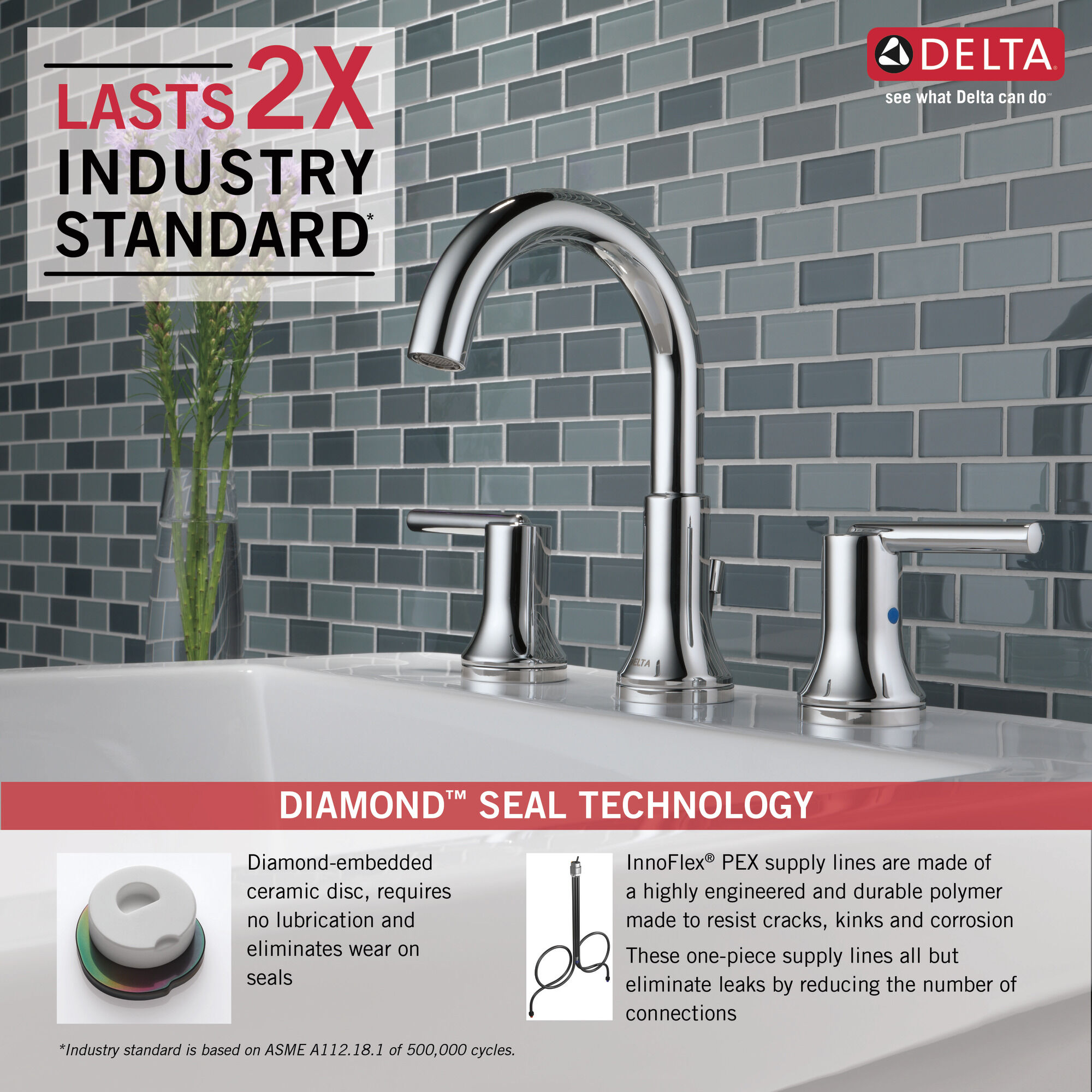 3559-MPU-DST Смеситель для ванной комнаты с двумя ручками Delta Faucet Trinsic Хром  - Вид №2