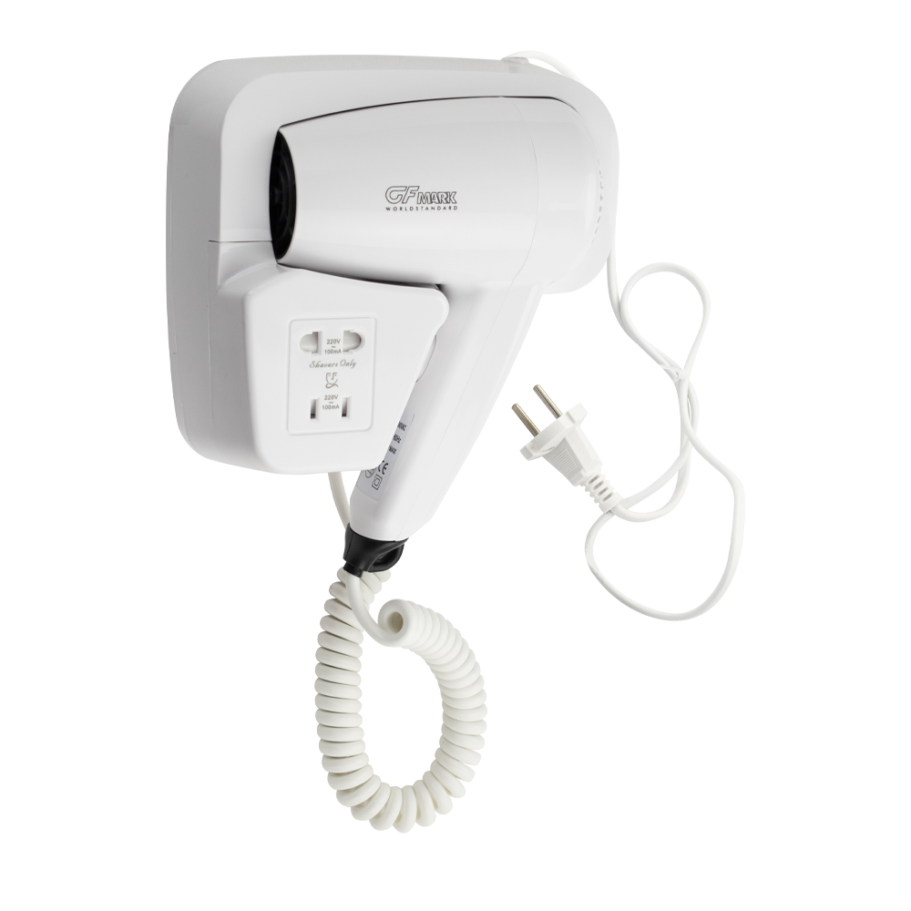 GFmark - Фен для волос в ванную комнату с боковым креплением, с розеткой, 1200W, код: 6810 
