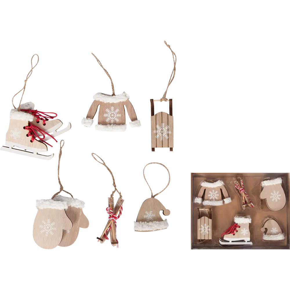 Набор ёлочных украшений 17 см, дерево, цвет бежевый, 6 шт. 82205851 STLM-2090359 Santreyd 