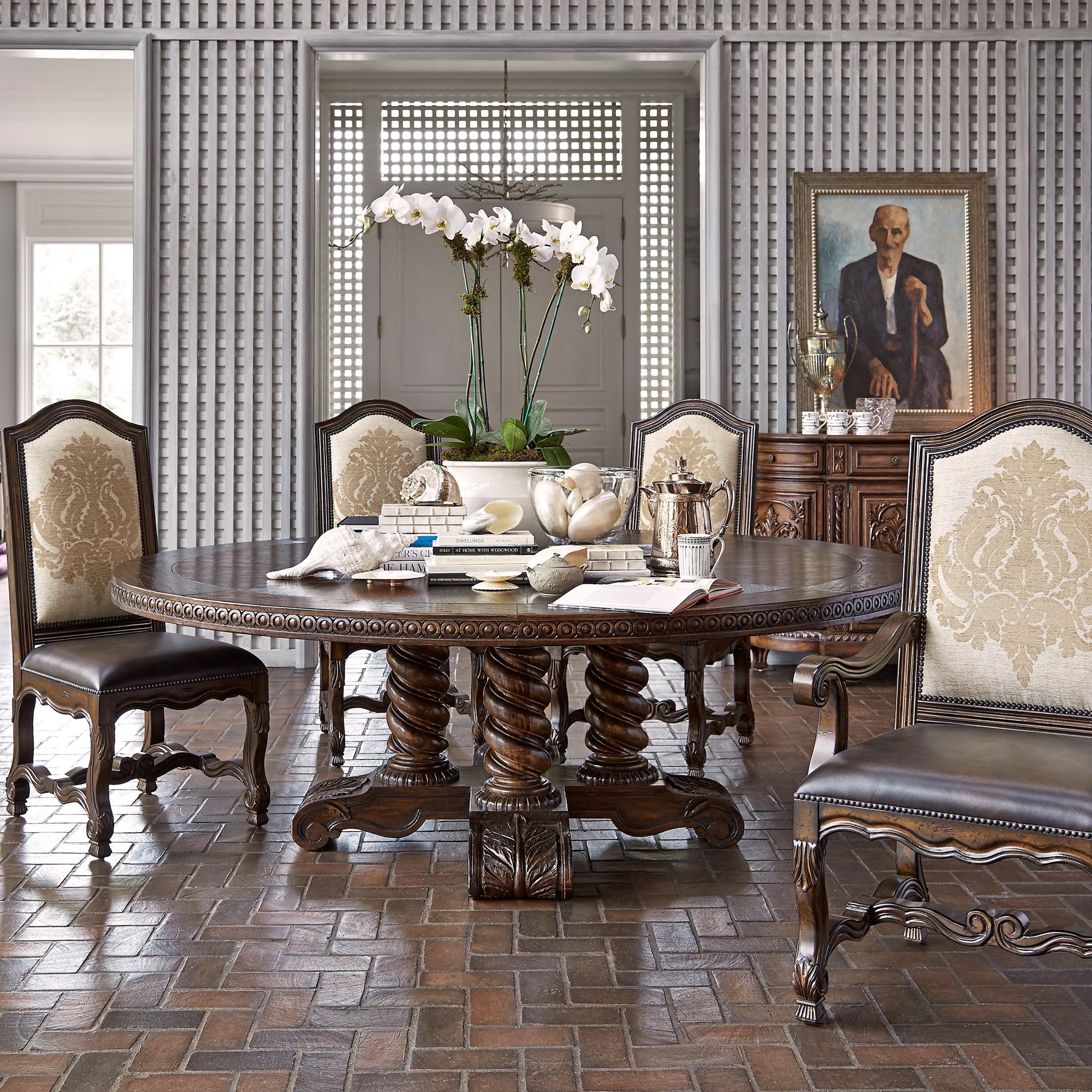 Обеденные столы 17501-600-086 Castilian Round Dining Table - 86" Ambella  - Вид №1