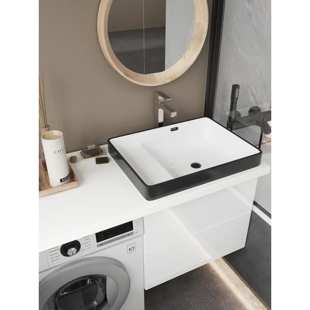 Раковина Slim Black-White накладная на столешницу 56.5x43 см 89316160 STLM-2174224 Santreyd - Вид №3