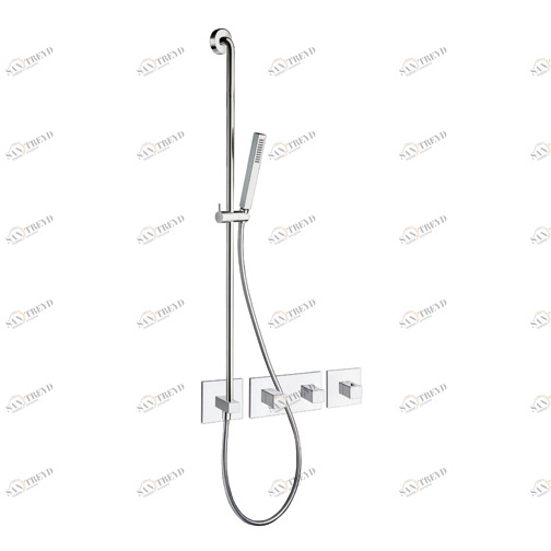CRIXQ766 Внешние части термостатического смесителя для CRICS718 со скользящей штангой, ручным душем с защитой от накипи, гибким шлангом LONG LIFE и металлической пластиной Cristina Rubinetterie 
