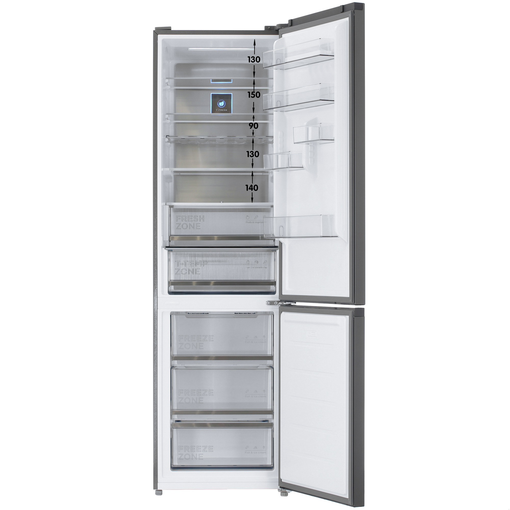 5485318 Холодильник с морозильником   TCL TRRP-387BMWDG1 серебристый STDN-0022139 - Вид №1