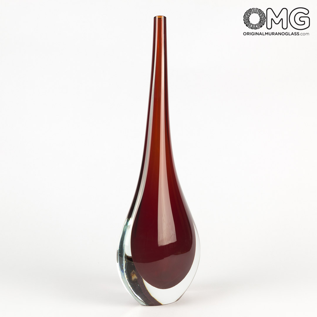 2877 ORIGINALMURANOGLASS Ваза Красная Змея - соммерсо - Original Murano Glass OMG 13 см  - Вид №1