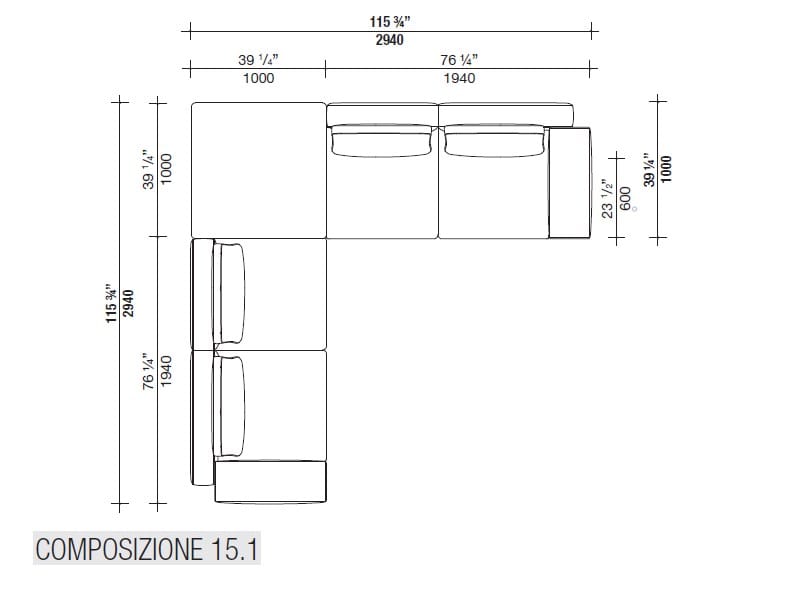 Угловой диван из ткани с полуостровом Lema Venise ARCH-00125173 - Вид №36