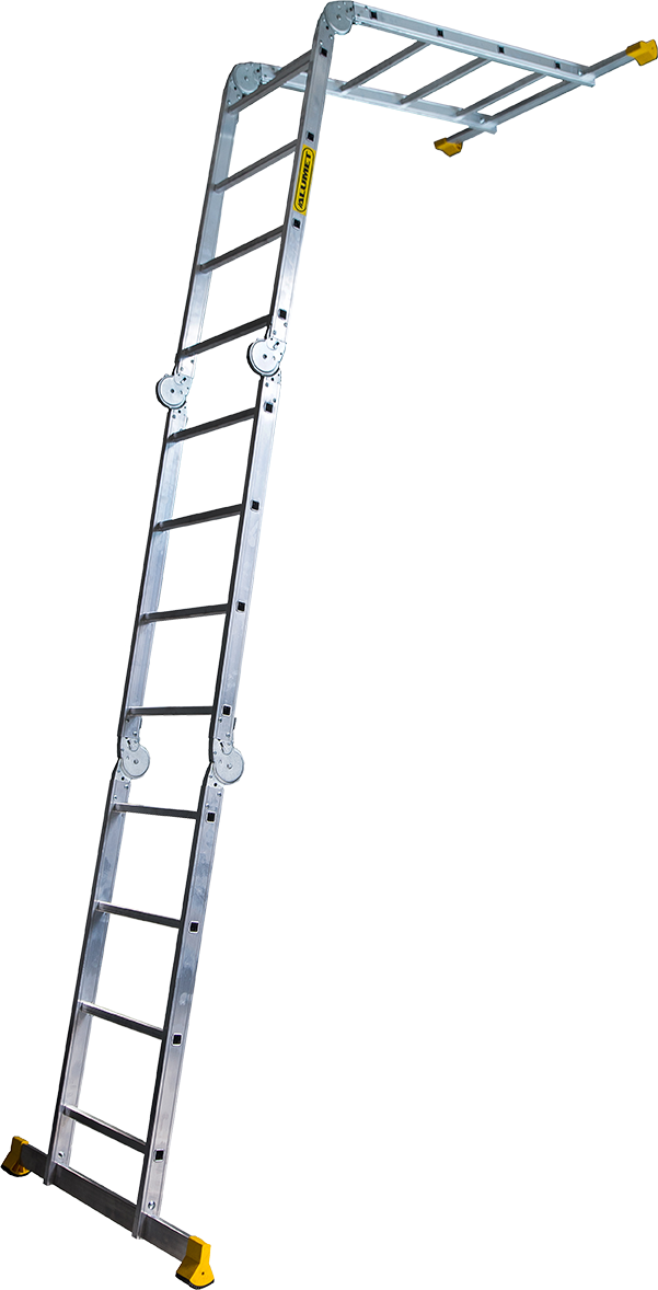Лестница-трансформер, широкий, Профессиональная серия    4 секции по 4 ступени  4*4 ALUMET TW1 444 - Вид №1