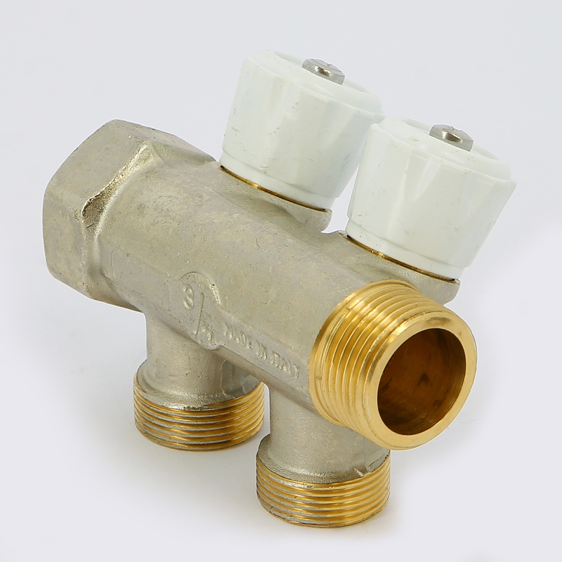 Коллектор НВ 3/4" с вентилями никелированный EMMETI 2 выхода М24х19 36мм 01307260 - Вид №1