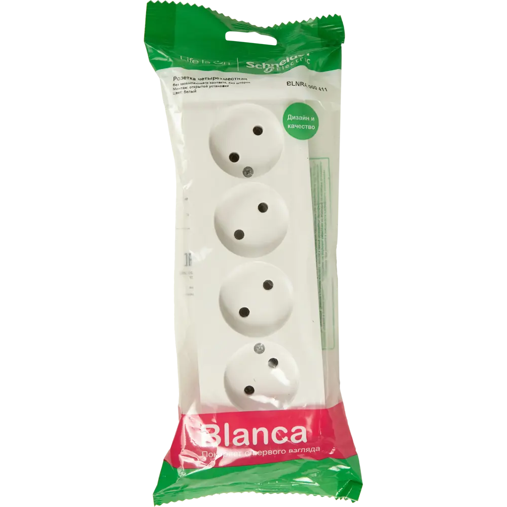Розетка четверная накладная Schneider Electric Blanca без заземления цвет белый 86720961 STLM-2160895 SYSTEME ELECTRIC - Вид №5
