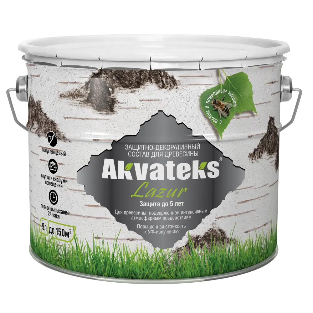 Антисептик АКВАТЕКС Lazur для защиты древесины, цвет Калужница 9 л 82603247 STLM-0031254 - Вид №1