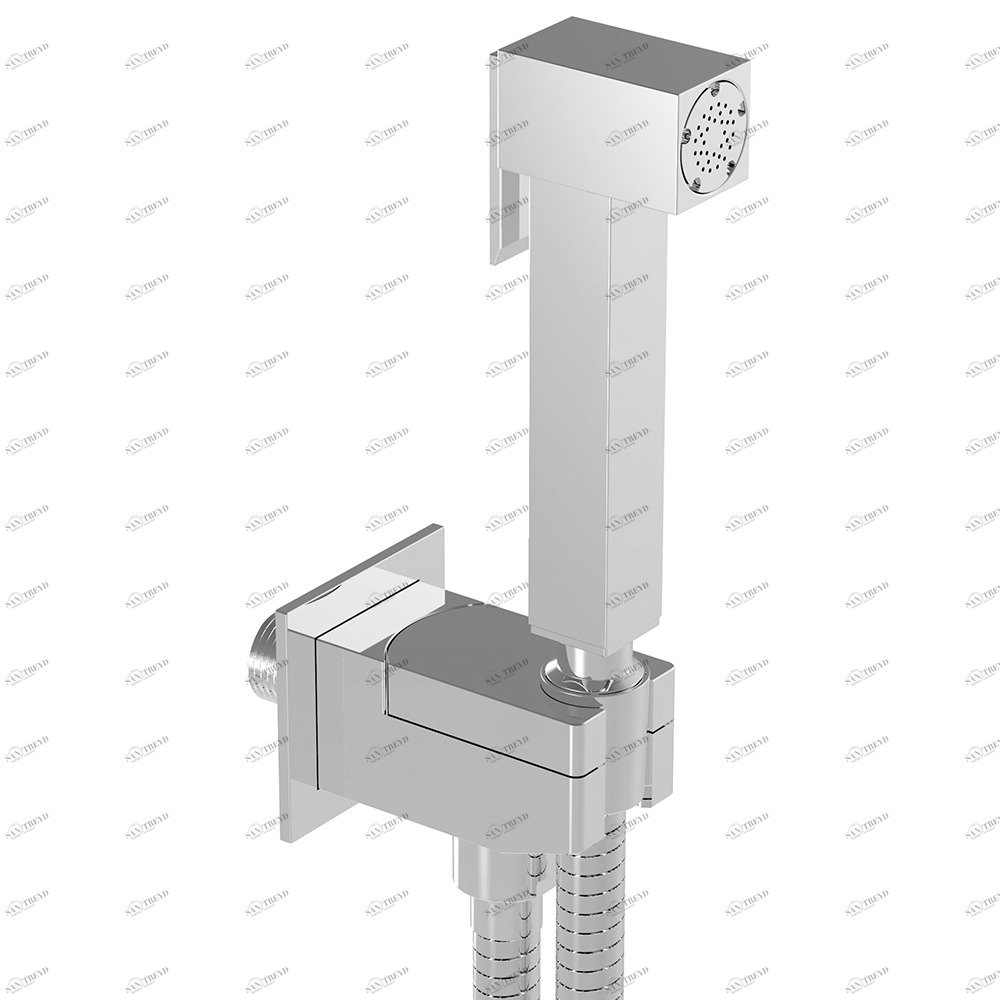Graffio Подключение воды с квадратной опорой и предохранительным регулятором, латунный квадратный кнопочный гигиенический душ NAMIR, гибкий шланг ULTRAFLEX 120 см. KSPAQ100-09 