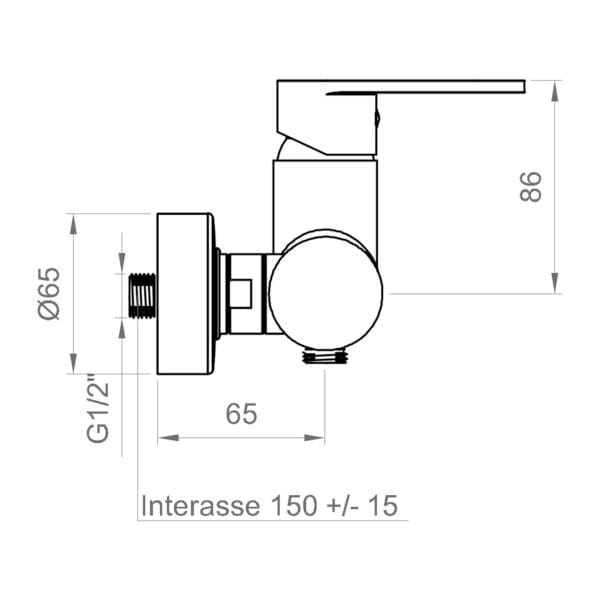 Однорычажный смеситель для душа с 2 отверстиями Ercos Versilia ARCH-00030346 - Вид №2