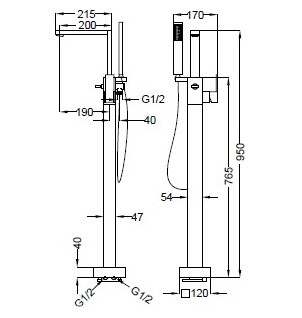 Напольный смеситель Cezares MOLVENO-VDP-01-Cr LEVICO - Вид №1