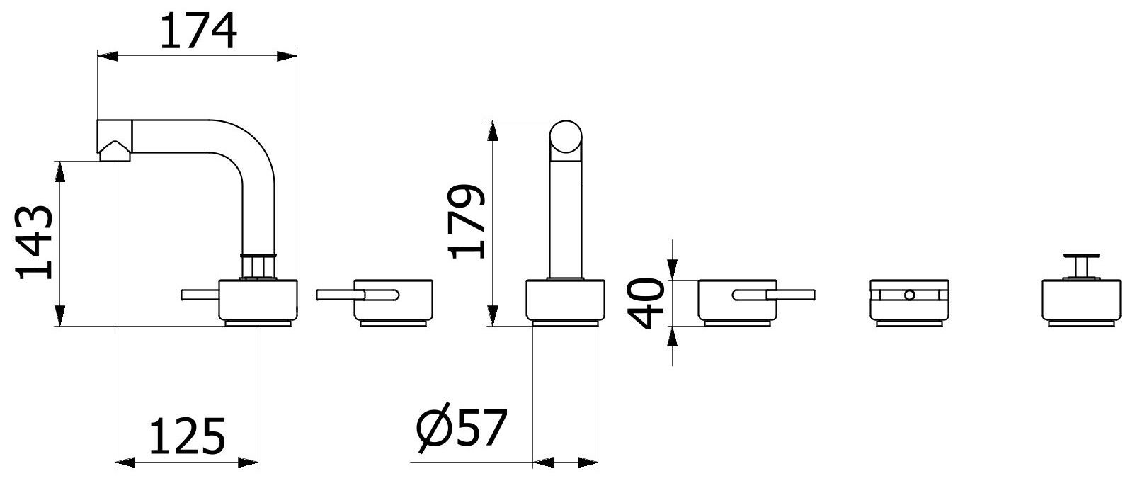 Смеситель для ванны с 5 отверстиями IB мрамор + мрамор Elle ARCH-00085878 - Вид №17