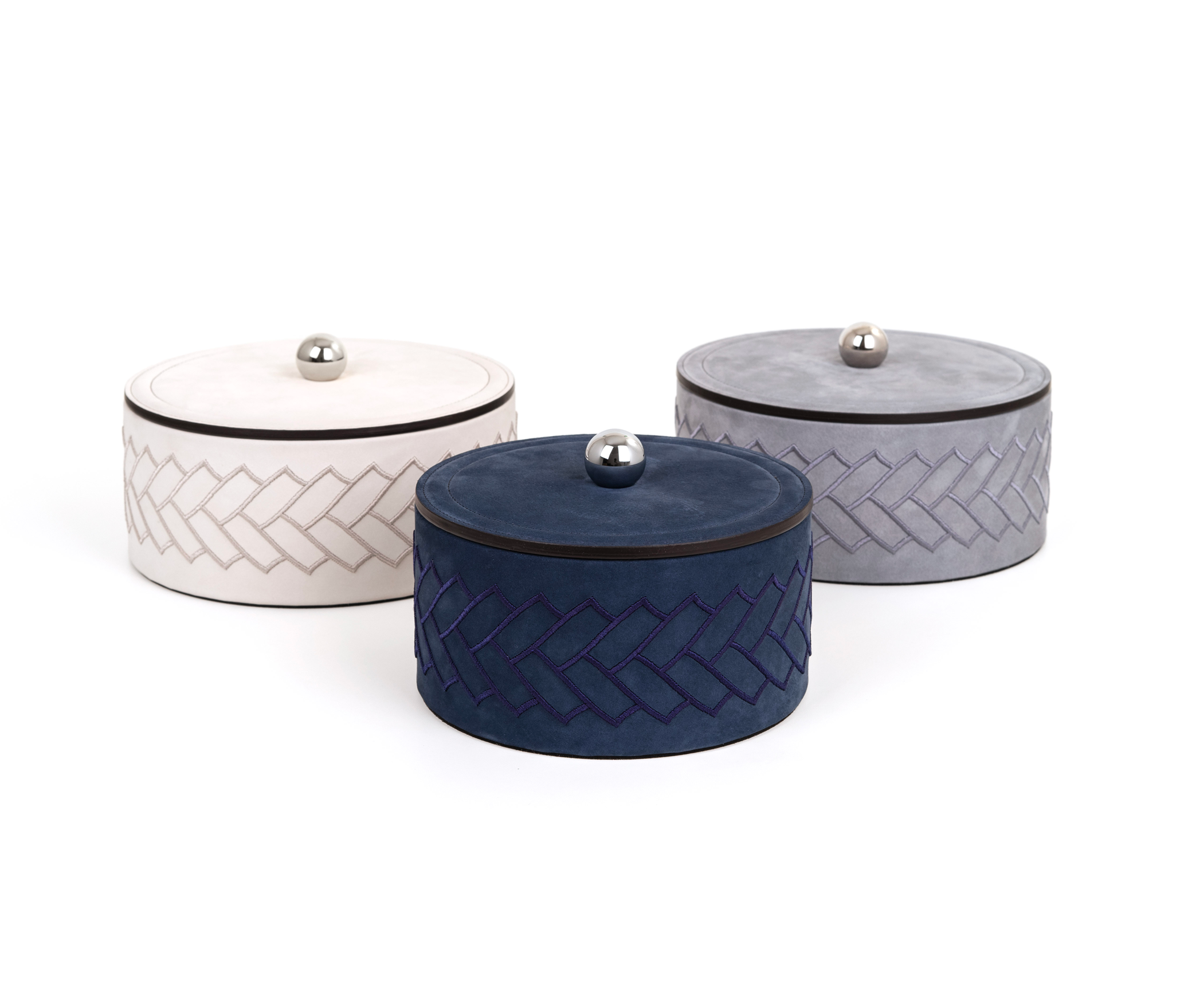 Lily Box - Ø 17XH8 см / металл-хром / нубук-кожа серо-коричневый Pinetti 00.1681.038.048 - Вид №7