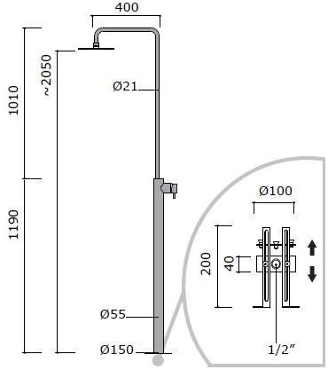 MINA Напольная душевая стойка из нержавеющей стали с душевой лейкой Stiriana 60801t - Вид №1