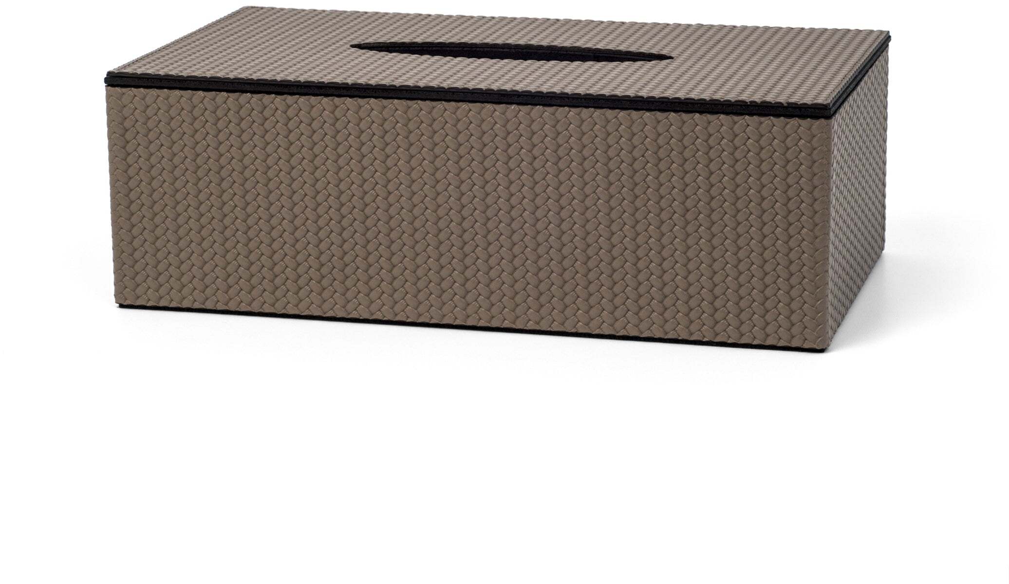 Прямоугольная коробка для салфеток с магнитной крышкой - 24X12XH7,5 см / тканая кожа_кремовая