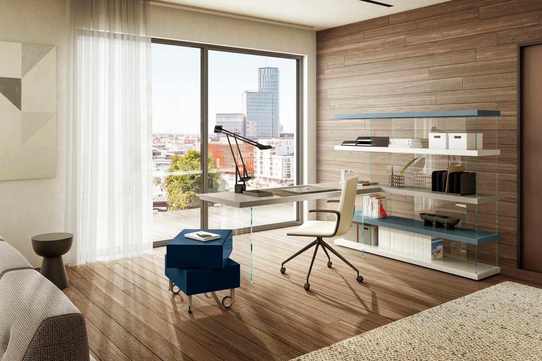 Секционный книжный шкаф с письменным столом Lago домашний офис ARCH-00145815 - Вид №3