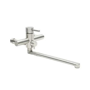 Смеситель для ванны Сургут однорычажный универсальный на ванну с лейкой и шлангом цвет сатин