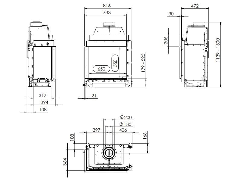 Настенный газовый угловой камин KALFIRE GP65/55C ARCH-00091761 - Вид №1