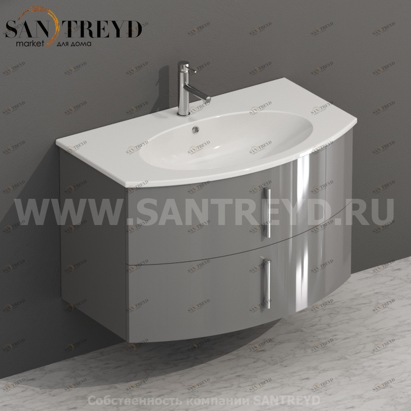 MDMC80Y134 Тумба с двумя ящиками 78 см серая Globo 4ALL Италия Ceramica Globo