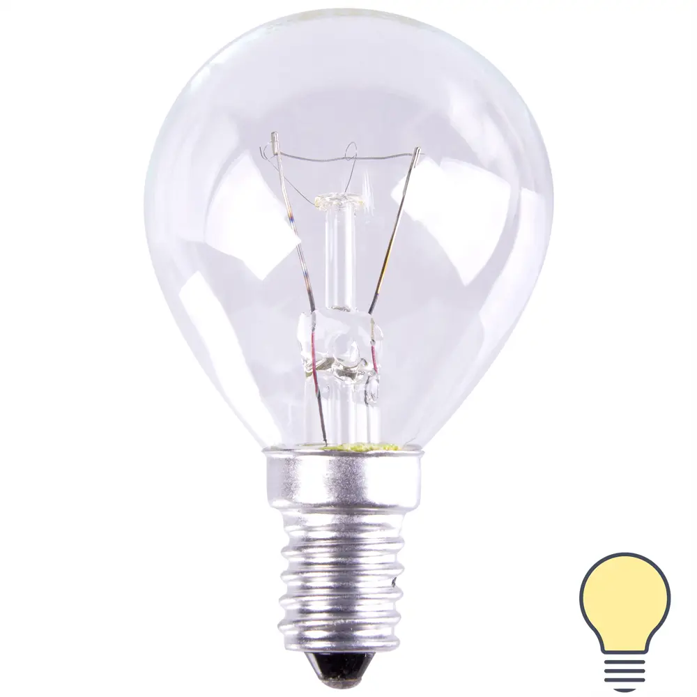 Лампа накаливания шар E14 25 Вт свет тёплый белый BELLIGHT STLM-2194676
