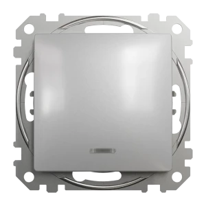 Переключатель проходной Systeme Electric Sedna 1 клавиша с подсветкой, цвет алюминий