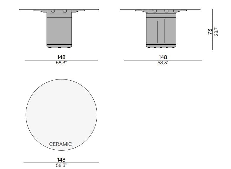 Круглый керамический обеденный стол с колесами MANUTTI Ogado ARCH-00019366 - Вид №3