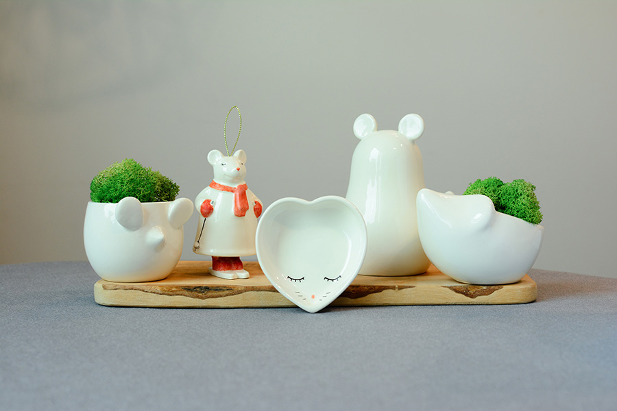 Копилка керамическая разбивная белая «Мышка-матрешка» ЭКОЧЕЛОВЕКИ МЫШЬ, ЖИВОТНЫЕ 00-3947469 Белый  - Вид №4