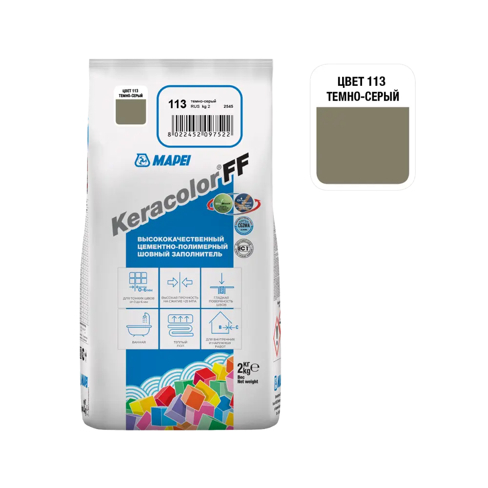 Затирка цементная MAPEI Keracolor FF 113 для влажных помещений 81981434 STLM-0016525 - Вид №1