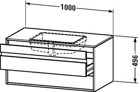 KT685501414 Тумбочка подвесная для встраиваемого снизу умывальника f-bonded Ketho #KT6855 1000 x 550 мм Терра, декор Duravit - Вид №1