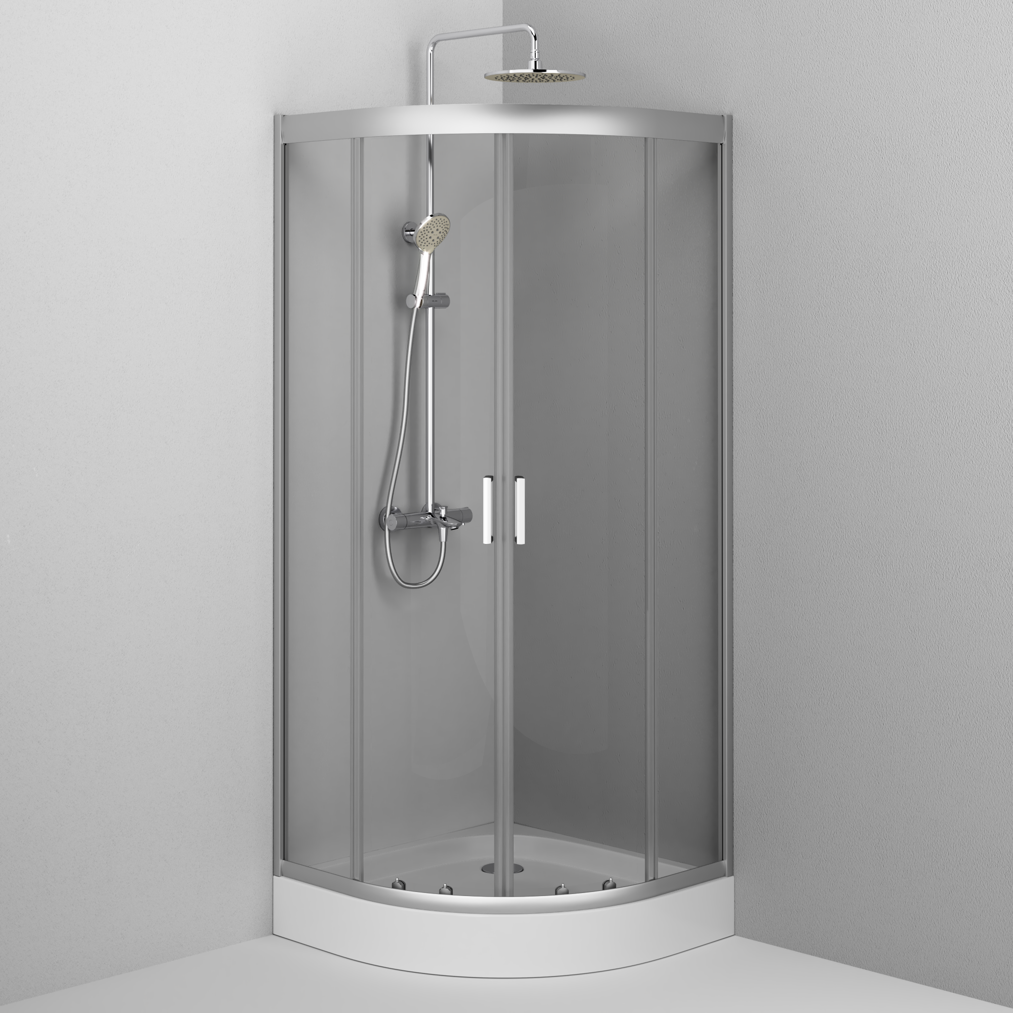 W90G-401-080WT душевое ограждение 80х80 стекло прозрачное профиль матовое серебро без поддона AM.PM Gem - Вид №1