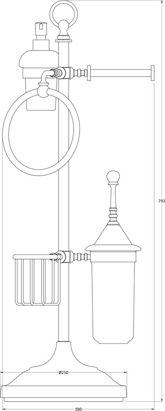 STI 435 Стойка с 5-ю аксессуарами для туалета с биде 80 cm 3SC STILMAR ANTIQUE SILVER Treesseci 3SC - Вид №1