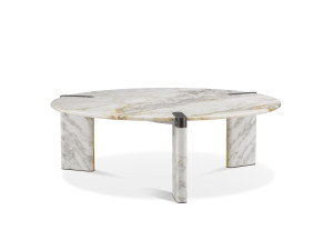 Мраморный круглый низкий журнальный столик