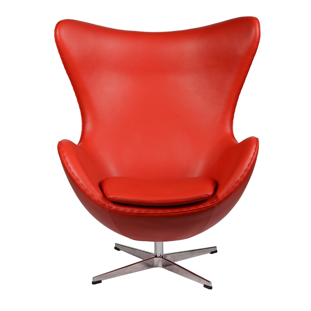Кресло-яйцо кожаное с мягкими подлокотниками 104х80 см красное Egg Chair RedDeluxML035 SOHO DESIGN ДИЗАЙНЕРСКИЕ 00-3886287 Красный  - Вид №1