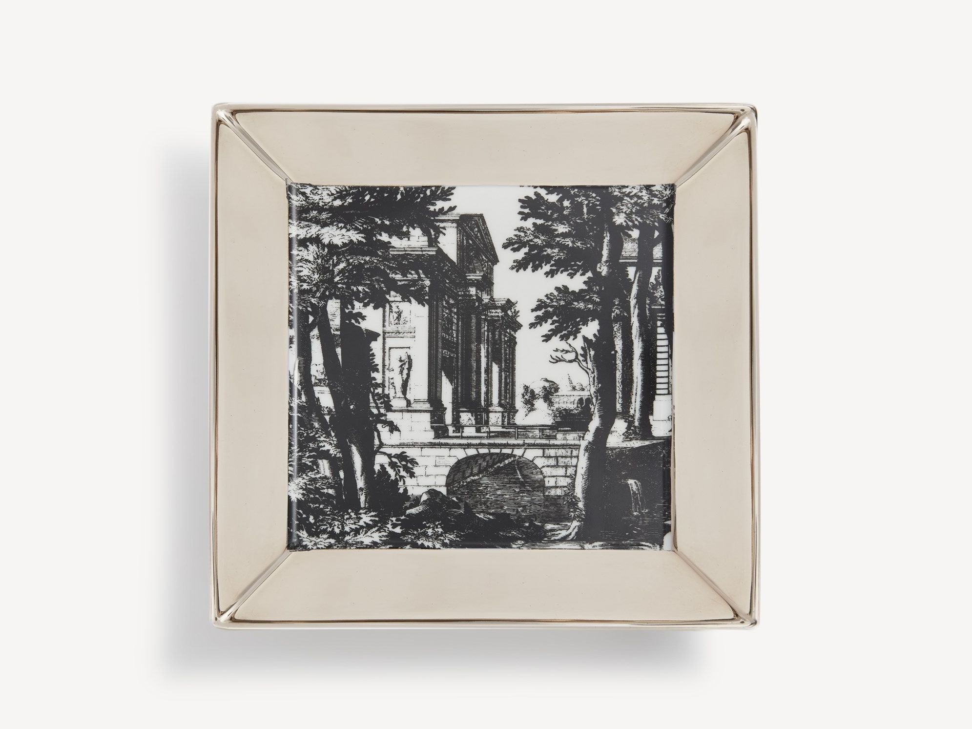 Квадратная фарфоровая тарелка Fornasetti Giardino Settecentesco ARCH-00114035