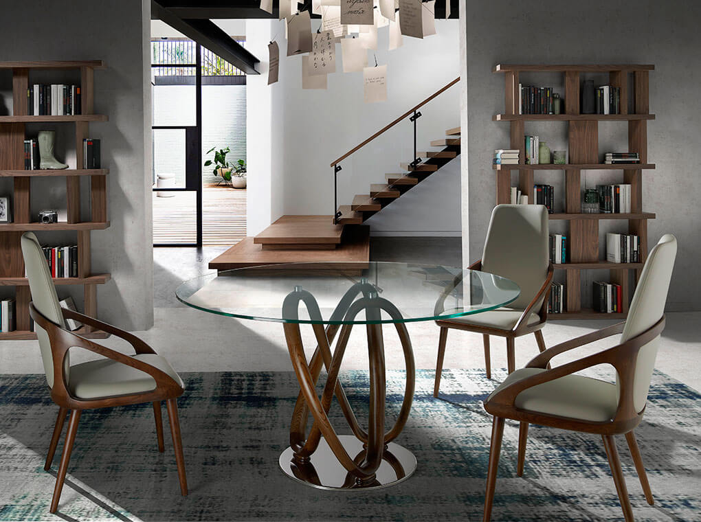 063599 Круглый обеденный стеклянный стол DT801-130 Angel Cerda  - Вид №1