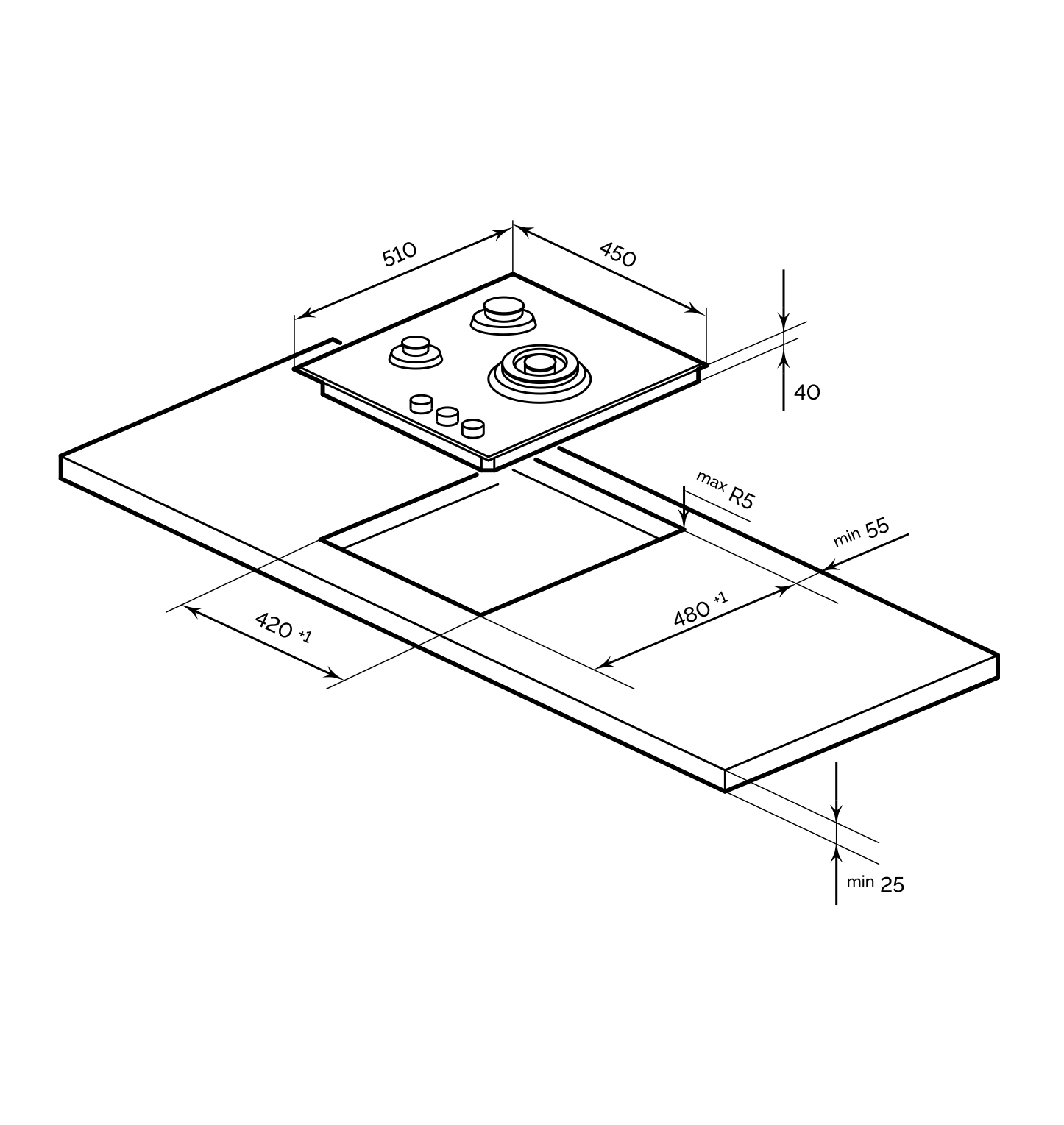9246380 Газовая варочная поверхность LEX GVG 431 BBL STDN-0013942 - Вид №5