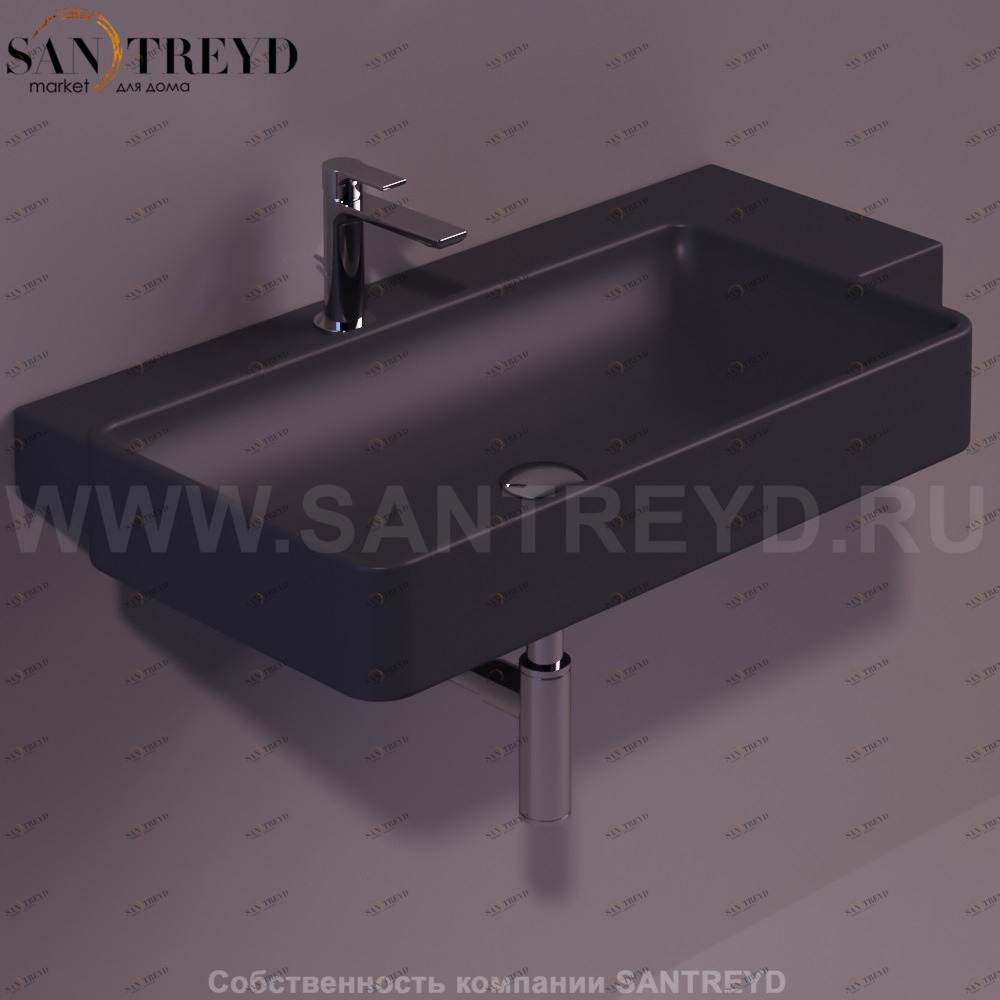 FL02ANTRACITEMATT Подвесная раковина настенная прямоугольная Simas Flow черная