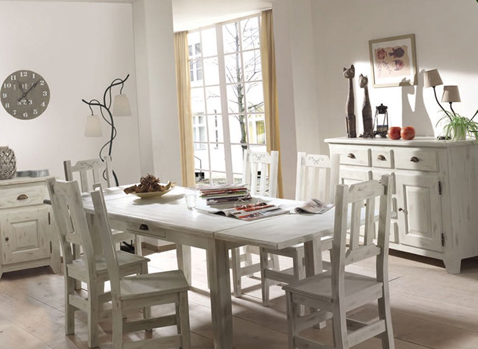 Обеденный стол белый деревянный с ящиком 160 см Solea VAVI SOLEA 132570 Белый  - Вид №1