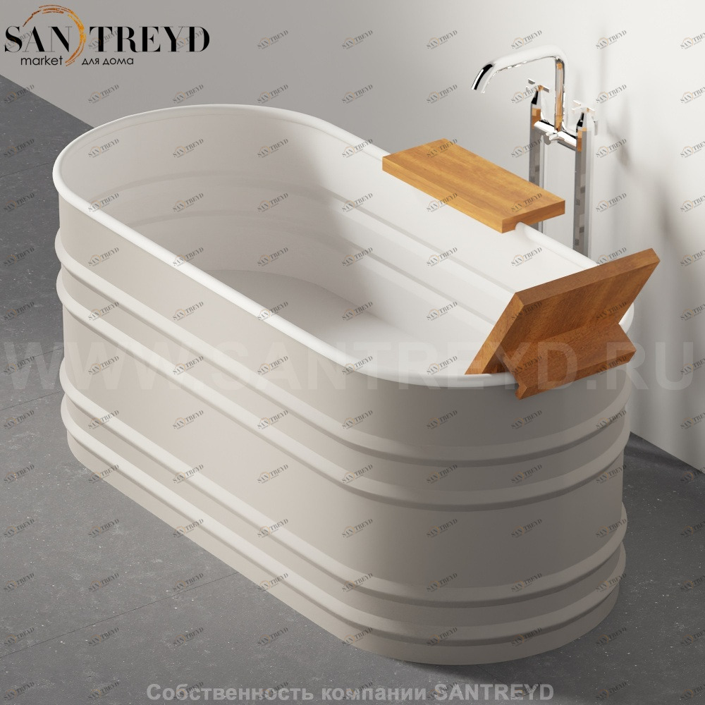 Ванна свободностоящая VIEQUES XS стальная серая в комплекте со спинкой ироко Agape AVAS0912IZL