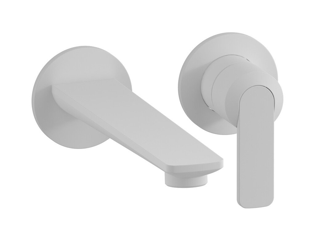 Встроенный в стену смеситель для раковины на 2 отверстия в комплекте с донным клапаном WE ARE IB c6406bo Matt White C-67