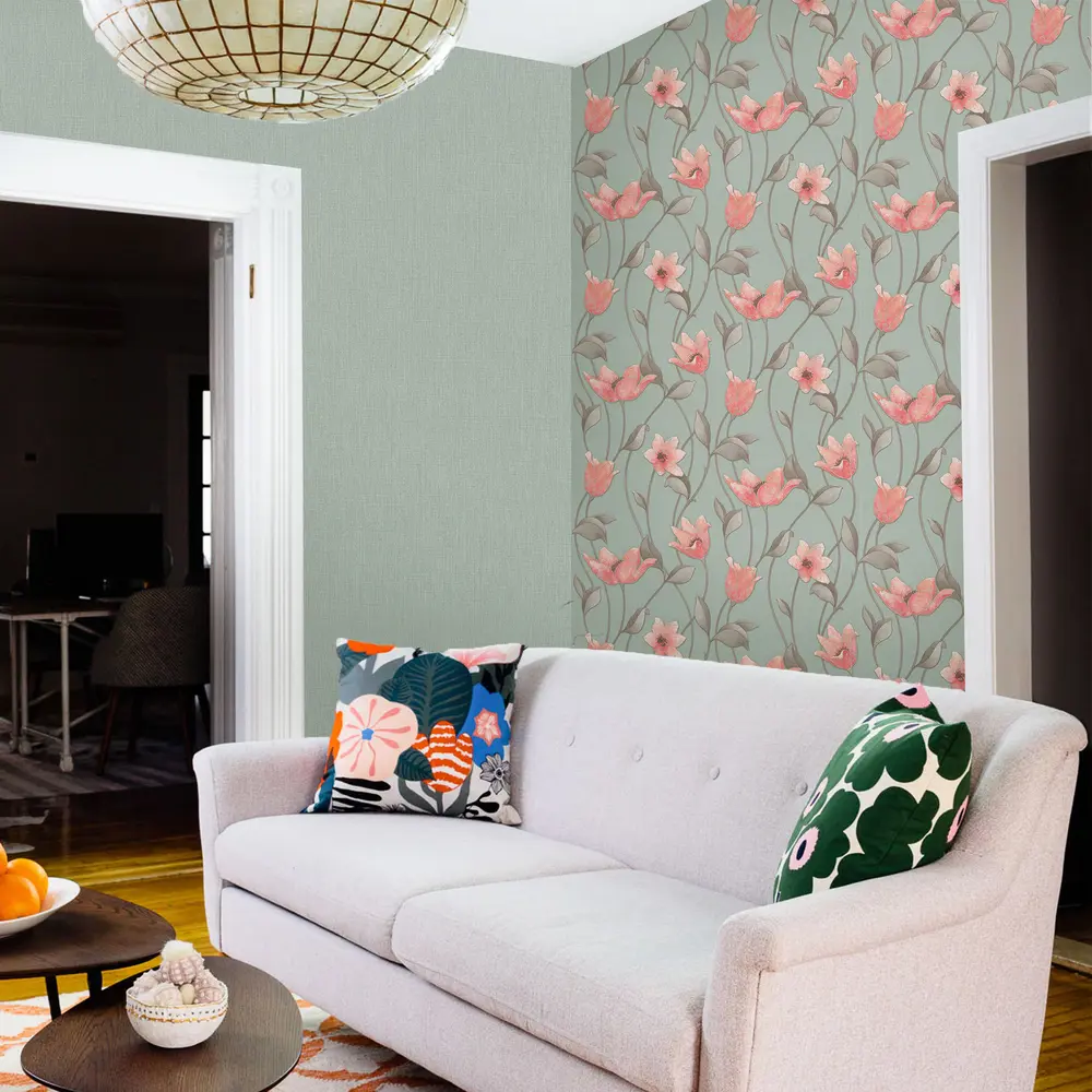 Обои флизелиновые Московская обойная фабрика Лотос зеленые 4055-7 1.06 м STLM-2187637 - Вид №3
