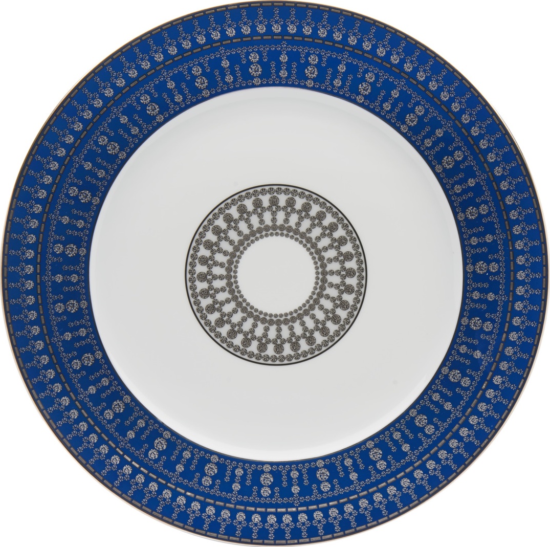 10639578 Haviland Тарелка подстановочная Haviland "Тиара, прусская бирюза" 31см (платиновый декор) Фарфор 