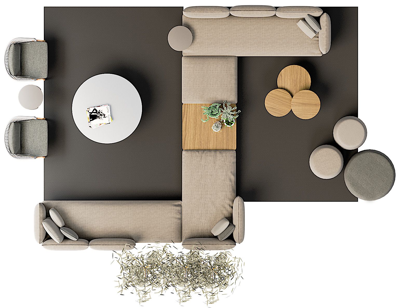 Тканевый угловой модульный садовый диван TRIBÙ Senja ARCH-00108940 - Вид №14